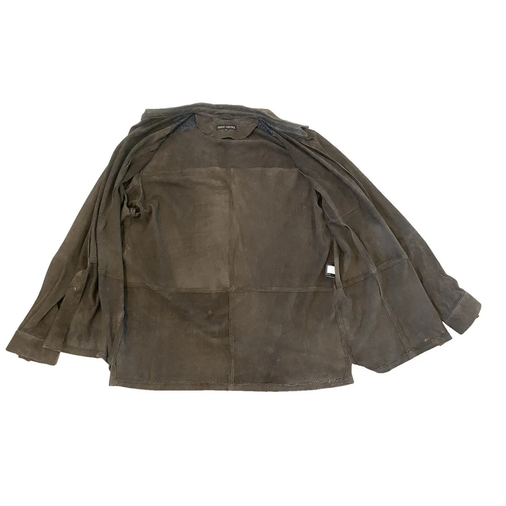 Vtg 90s Robert Comstock Suede Leather Brown Button Jacket Shacket L Boho Western